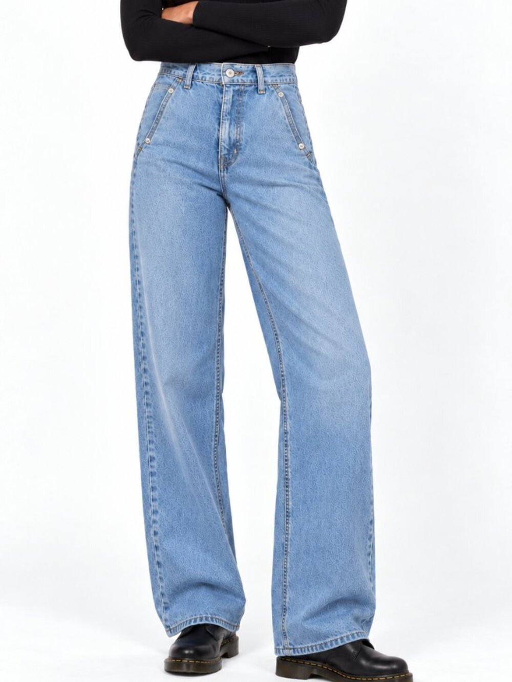 Levi Strauss Signature Heritage High Rise Loose Straight Jeans 8 Light Wash